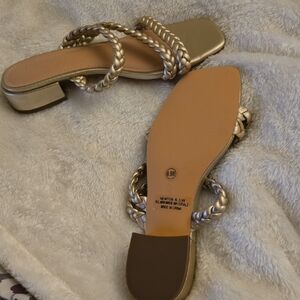 Elegant Gold Braided Women's Sandals